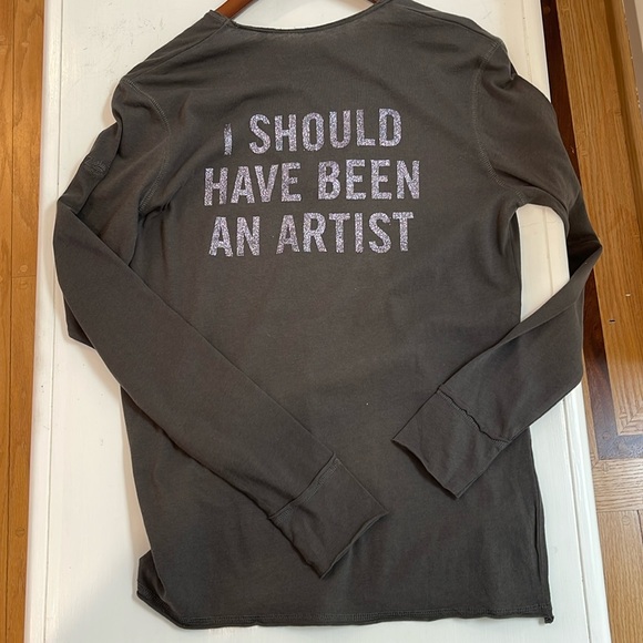 Zadig & Voltaire Tops - ZADIG & VOLTAIRE grey statement long sleeve tee size medium